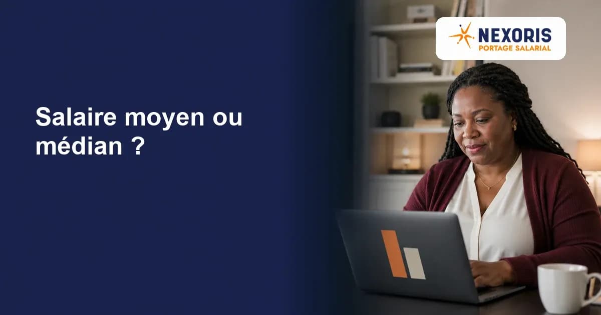 Analyste comparant le salaire moyen et le salaire médian sur ordinateur.